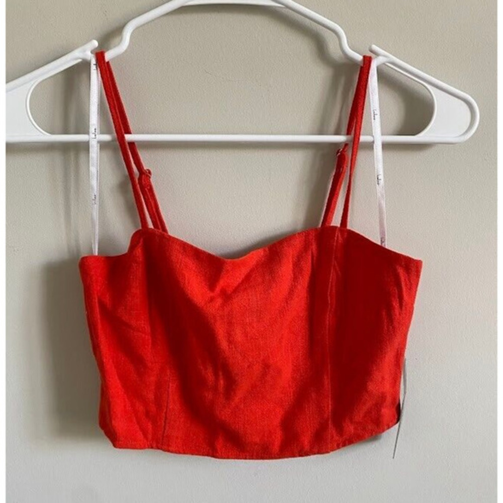 NEW LULU'S‎ Dark Red Cropped Cami Adjustable Spaghetti Straps Size XS Ribbed Top